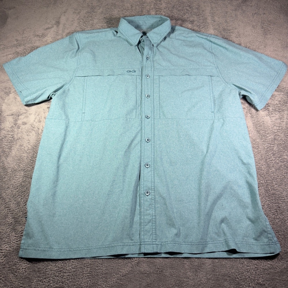 GameGuard Outdoors Mens XL Short Sleeve Fishing Shirt Blue Ventilated 1051